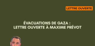 Evacuations de Gaza : lettre ouverte à Maxime Prévot